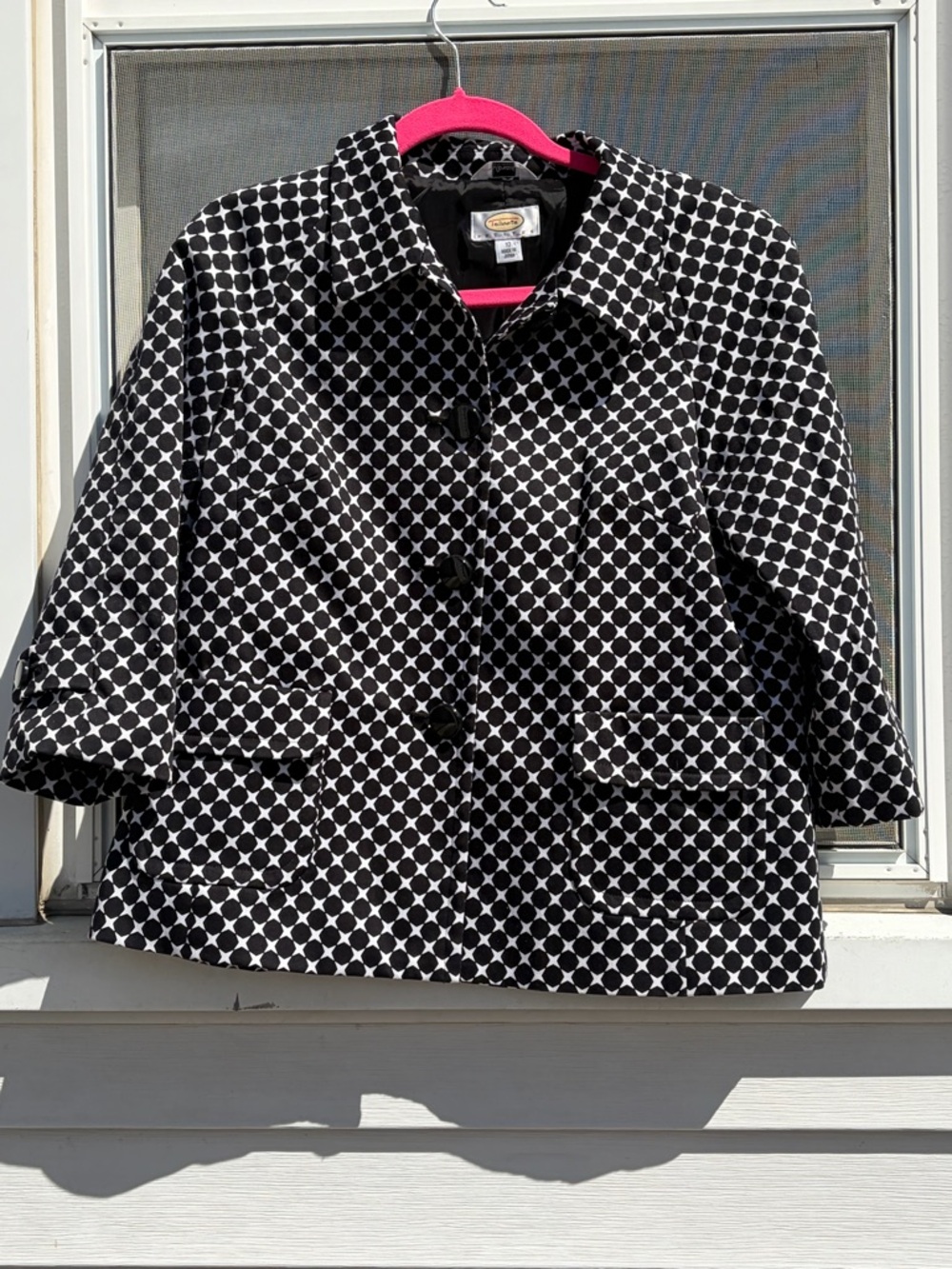 Talbots Black & White Geometric Kids Blazer